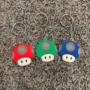 Colorful super Mario bros Nintendo shroom 1up Mushroom Keychains Set